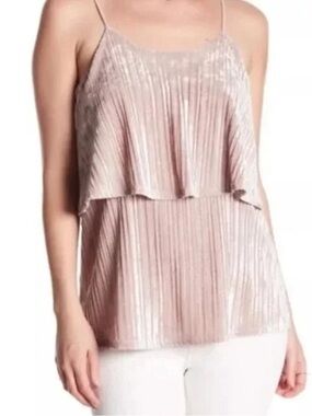 RO & DE Crushed Velvet Tank Top Small Velour Tiered Ribbed Layered Pleated